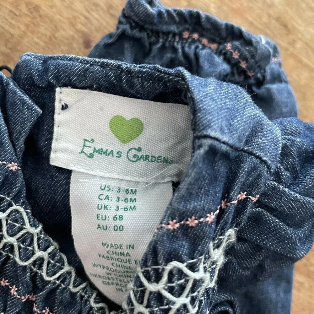 Emma’s Garden Girl Sz 3-6 Chambray Smocked Denim